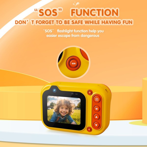 D60 3m Waterproof 2K HD 10X 2.4-inch Outdoor Photo Video Recording Children Mini Camera(Yellow)