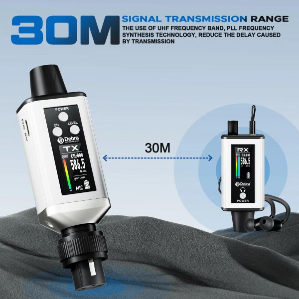 DEBRA EMX-1 XLR Adapter Portable Wireless Monitor System Transmitter & Receiver(White)
