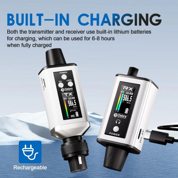 DEBRA EMX-1 XLR Adapter Portable Wireless Monitor System Transmitter & Receiver(White)