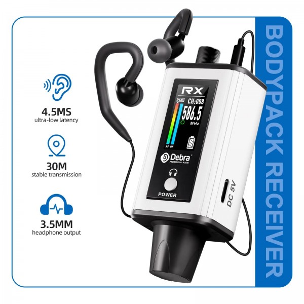 DEBRA EMX-1 XLR Adapter Portable Wireless Monitor System Transmitter & Receiver(White)
