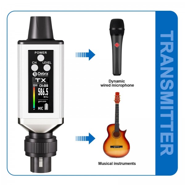 DEBRA EMX-1 XLR Adapter Portable Wireless Monitor System Transmitter & Receiver(White)