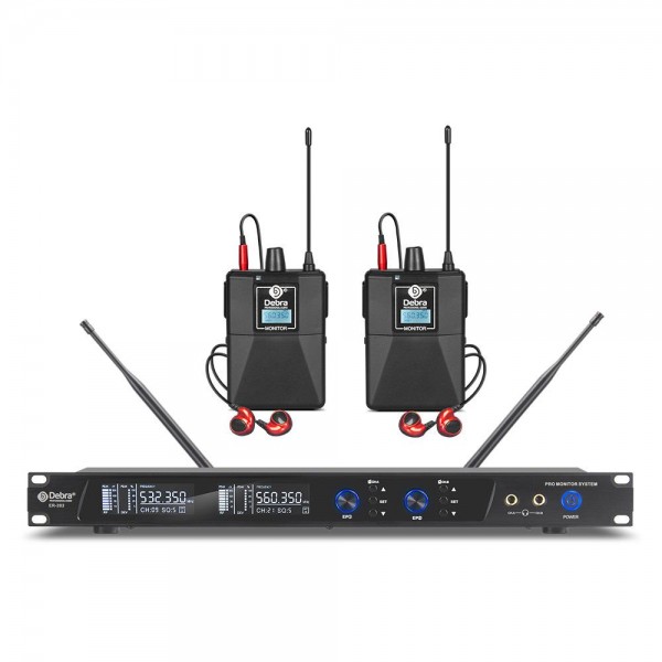 DEBRA ER-202 Professional Stage Wireless Audio Return Monitoring System with Two Receivers(US Plug)