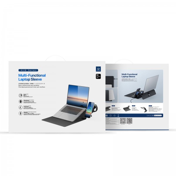 DUX DUCIS AirQ Series Multifunctional Wireless Charging Laptop Sleeve For 15-16 inch(Grey)