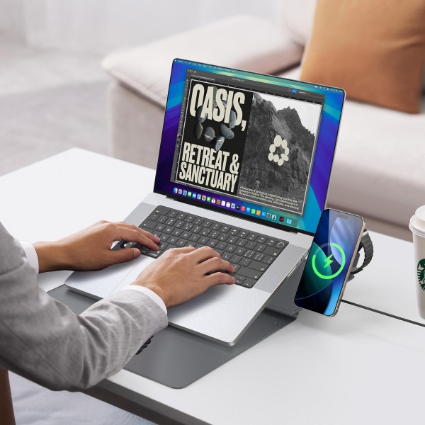 DUX DUCIS AirQ Series Multifunctional Wireless Charging Laptop Sleeve For 15-16 inch(Grey)