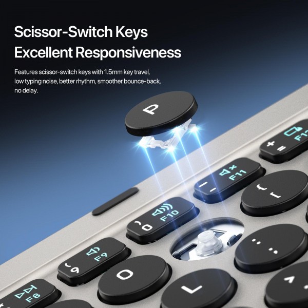 DUX DUCIS OK Flip Series Portable Tri-fold Wireless Touch Keyboard Leather Case(Black)