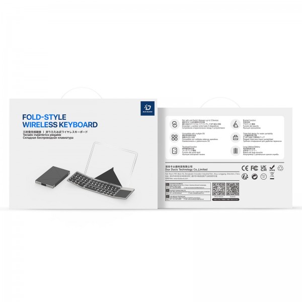 DUX DUCIS OK Flip Series Portable Tri-fold Wireless Touch Keyboard Leather Case(Black)