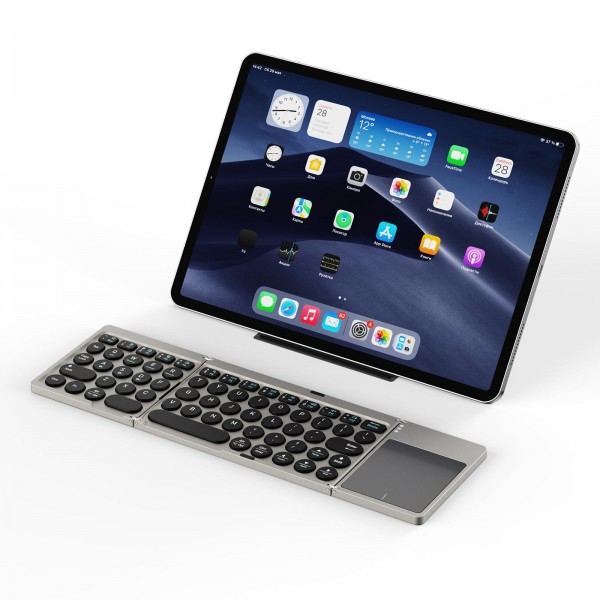 DUX DUCIS OK Flip Series Portable Tri-fold Wireless Touch Keyboard Leather Case(Black)