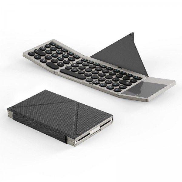 DUX DUCIS OK Flip Series Portable Tri-fold Wireless Touch Keyboard Leather Case(Black)