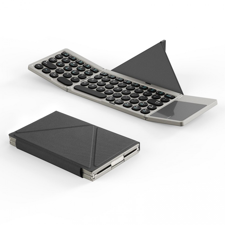 DUX DUCIS OK Flip Series Portable Tri-fold Wireless Touch Keyboard Leather Case(Black)