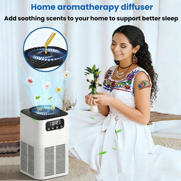 Desktop Aromatherapy Diffuser Negative Ion Odor Formaldehyde Removal Air Purifier(EU Plug)