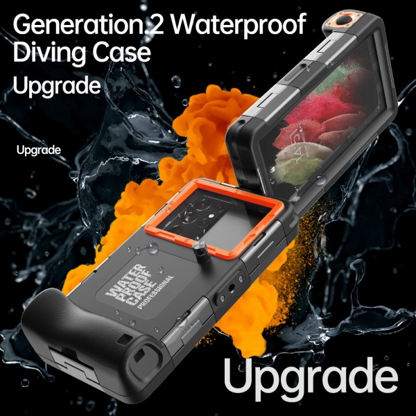 Diving Shell Gen2 Upgrade IP68 Waterproof Phone Case(Black Orange)