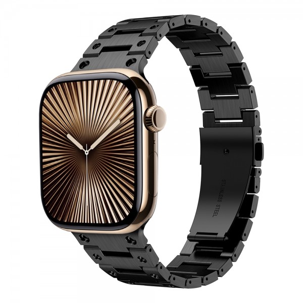 Double Rows Metal Watch Band For Apple Watch Series 10 46mm(Black)