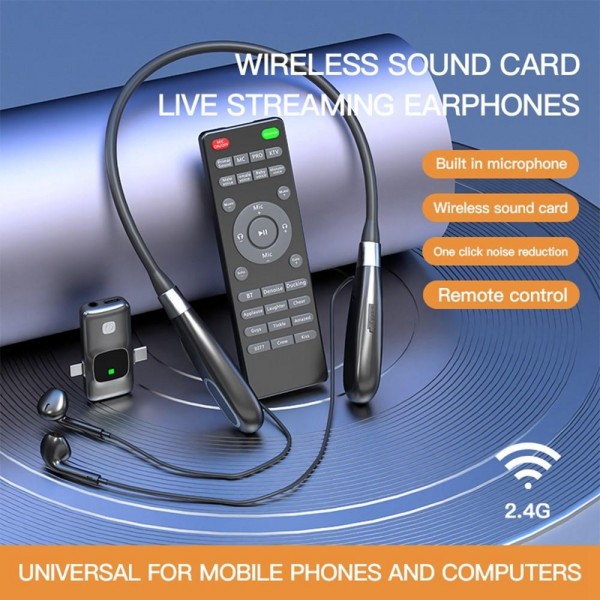 E8 Built-in Sound Card Wireless Neck-Mounted Microphone Gaming Voice Chat Headset