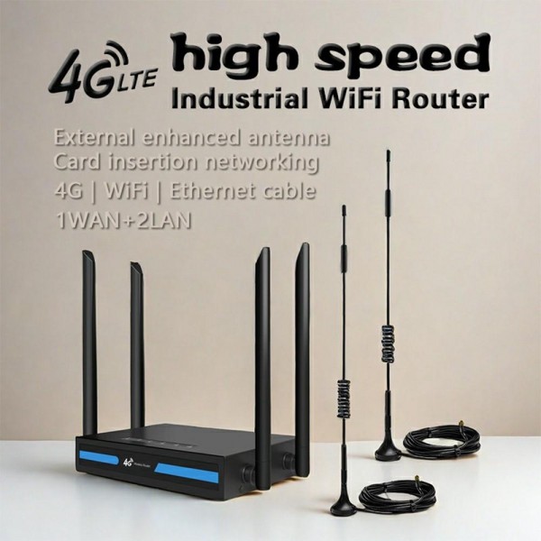 ED126-E With 2 Outdoor Suction Cup Antennas 4G LTE Router WiFi CPE Wireless Network Router, Plug:US Plug