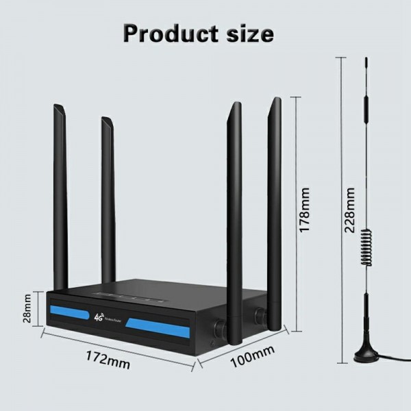 ED126-E With 2 Outdoor Suction Cup Antennas 4G LTE Router WiFi CPE Wireless Network Router, Plug:US Plug