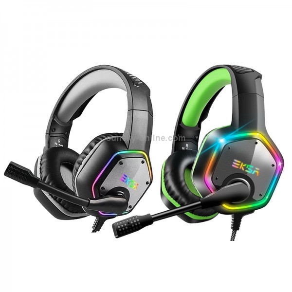 EKSA E1000 7.1-channel USB RGB Luminous Gaming Wire-controlled Headset with Microphone(Green Black)