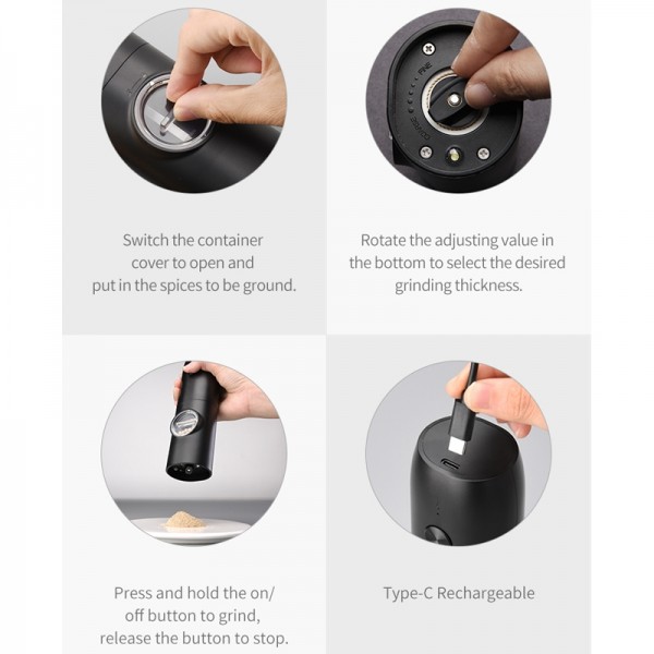 Electric Automatic Salt And Pepper Grinder Set With Charging Base, Model: D2 KYMQ-7C