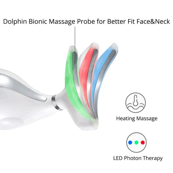 Electric Dolphin Neck Massager Wrinkle Removal Handheld Vibration Neck Face Massage Beauty Instrument Tool(Pearl White)