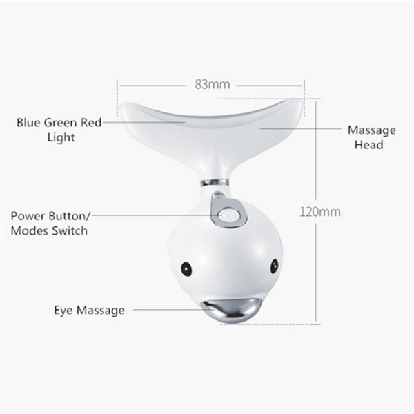 Electric Dolphin Neck Massager Wrinkle Removal Handheld Vibration Neck Face Massage Beauty Instrument Tool(Pearl White)
