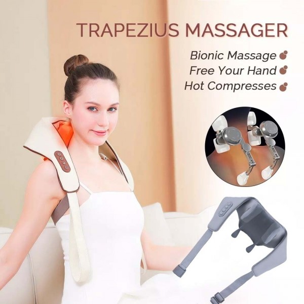 Electric Neck And Shoulder Massager Shiatsu Back Neck Massager With Heat(White)