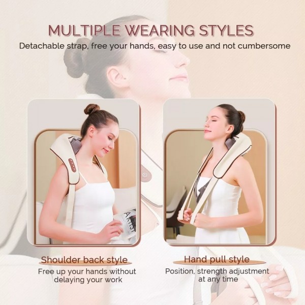 Electric Neck And Shoulder Massager Shiatsu Back Neck Massager With Heat(White)