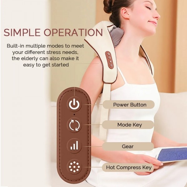 Electric Neck And Shoulder Massager Shiatsu Back Neck Massager With Heat(White)