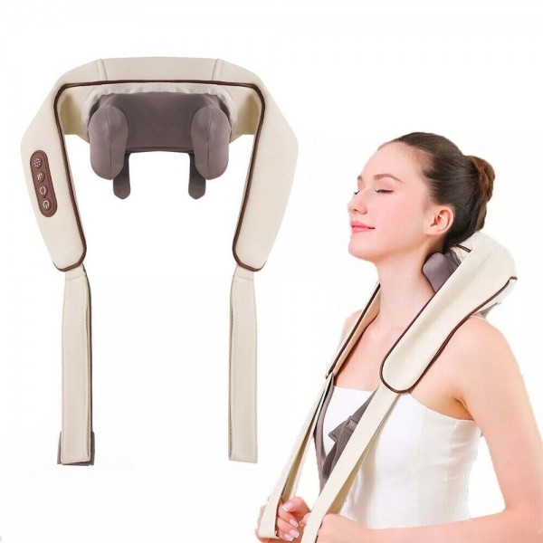 Electric Neck And Shoulder Massager Shiatsu Back Neck Massager With Heat(White)