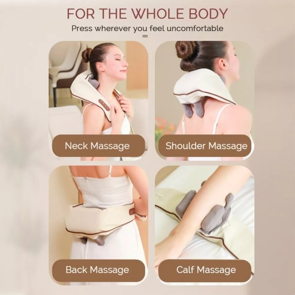 Electric Neck And Shoulder Massager Shiatsu Back Neck Massager With Heat(White)