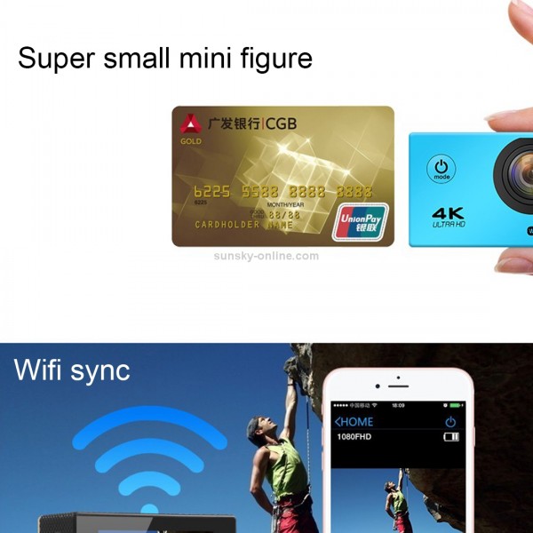 F60 2.0 inch Screen 170 Degrees Wide Angle WiFi Sport Action Camera Camcorder with Waterproof Housing Case, Support 64GB Micro SD Card(Blue)