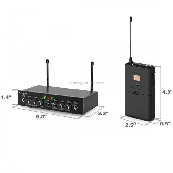FIFINE K038 UHF Wireless Microphone System with 2 Headsets & 2 Lapel Lavalier Microphone for Teaching Speech(Black)