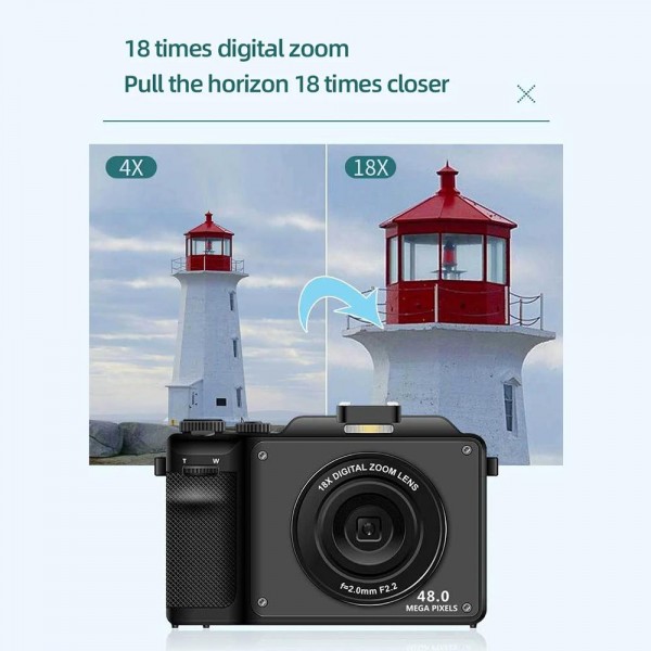 FSD-X9 3.0-Inch 4K HD 18X Zoom Selfie WIFI Electronic Image Stabilization Digital Camera(Black)