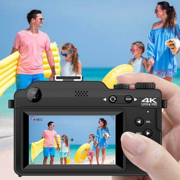 FSD-X9 3.0-Inch 4K HD 18X Zoom Selfie WIFI Electronic Image Stabilization Digital Camera(Black)