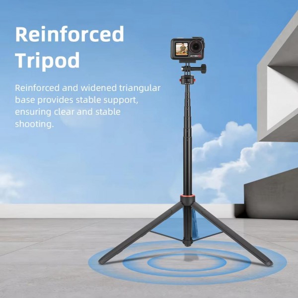 Flymile 1.63m Magnetic Quick-Release Tripod Selfie Stick for Action Cameras for Vlogging, Outdoor Sports(Black)