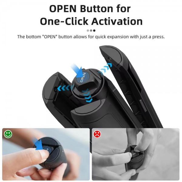 Flymile 1.63m Magnetic Quick-Release Tripod Selfie Stick for Action Cameras for Vlogging, Outdoor Sports(Black)