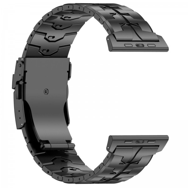 For Apple Watch 46mm / 49mm / 45mm / 44mm 26mm Quick Release Flat Buckle Titanium Alloy Watch Band(Black)