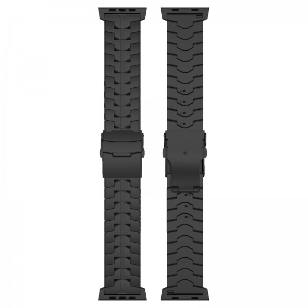 For Apple Watch 46mm / 49mm / 45mm / 44mm 26mm Quick Release Flat Buckle Titanium Alloy Watch Band(Black)