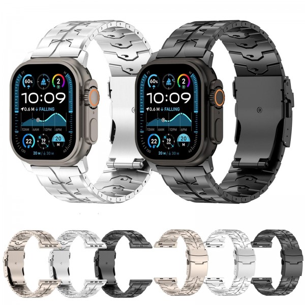 For Apple Watch 46mm / 49mm / 45mm / 44mm 26mm Quick Release Flat Buckle Titanium Alloy Watch Band(Black)