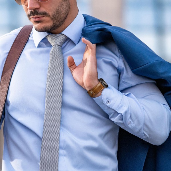 For Apple Watch 46mm / 49mm / 45mm / 44mm Armour-style Leather Watch Band(Retro Brown Black Buckle)