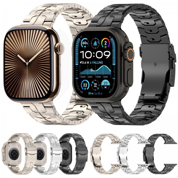 For Apple Watch 46mm / 49mm / 45mm / 44mm Detachable Safety Clasp Titanium Alloy Watch Band(Black)