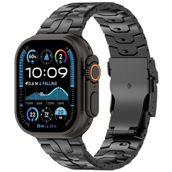 For Apple Watch 46mm / 49mm / 45mm / 44mm Detachable Safety Clasp Titanium Alloy Watch Band(Black)