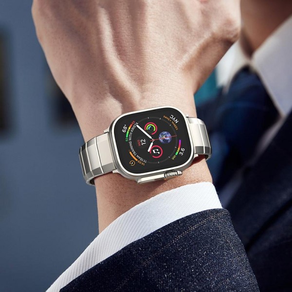 For Apple Watch 46mm / 49mm / 45mm / 44mm One-Bead Pure Titanium Buckle Watch Band(Black)