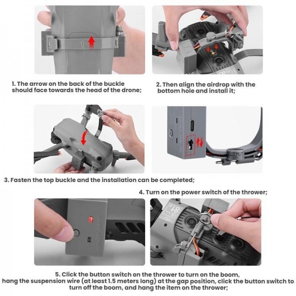 For DJI AIR 3S/AIR 3 BRDRC Drone Airdrop Accessories(Dark Gray)