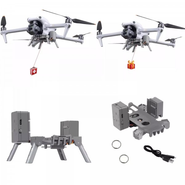 For DJI Air 3S / Air 3 Drone YX Airdrop System Rechargeable Thrower Load 500g(Gray)
