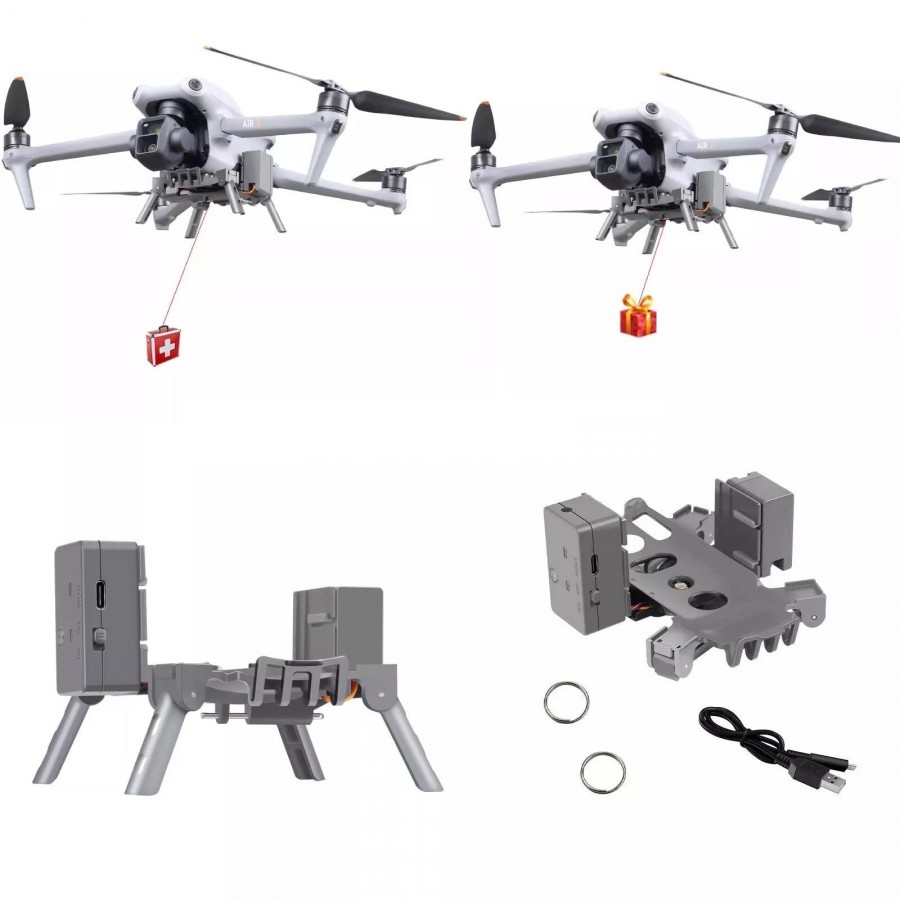 For DJI Air 3S / Air 3 Drone YX Airdrop System Rechargeable Thrower Load 500g(Gray)