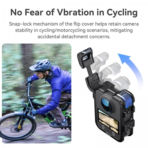 For DJI Osmo 360 AMagisn Quick-Release Metal Cage With Dual/Single Lens Caps Camera Mount Rig(Black)