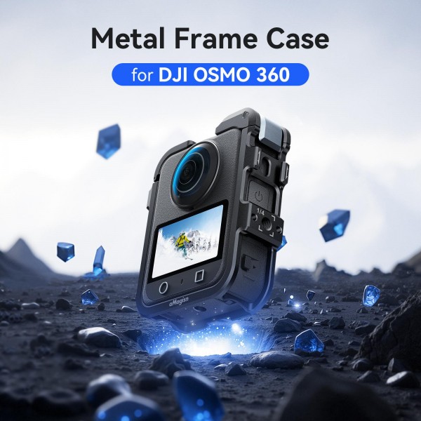 For DJI Osmo 360 AMagisn Quick-Release Metal Cage With Dual/Single Lens Caps Camera Mount Rig(Black)