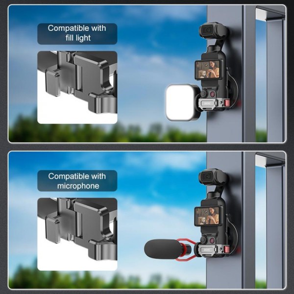 For DJI Osmo Pocket 3 BRDRC Smartphone Teleprompter Stand Desktop Clamp Cold Shoe Extension Mount(Dark Grey)