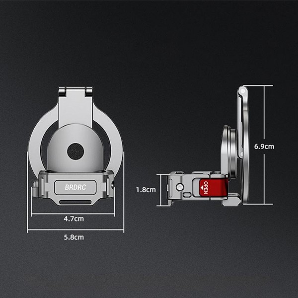 For DJI Osmo Pocket 3 BRDRC Smartphone Teleprompter Stand Desktop Clamp Cold Shoe Extension Mount(Dark Grey)