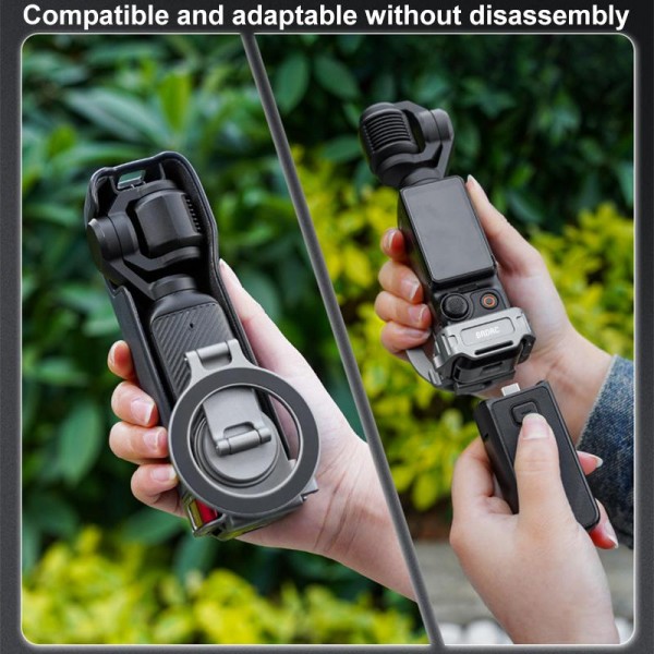 For DJI Osmo Pocket 3 BRDRC Smartphone Teleprompter Stand Desktop Clamp Cold Shoe Extension Mount(Dark Grey)