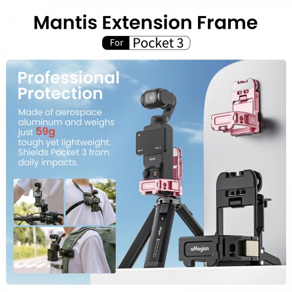For DJI Pocket 3 aMagisn Mantis Extension Frame Magnetic Mount for Hands-Free Vlogging(Black)